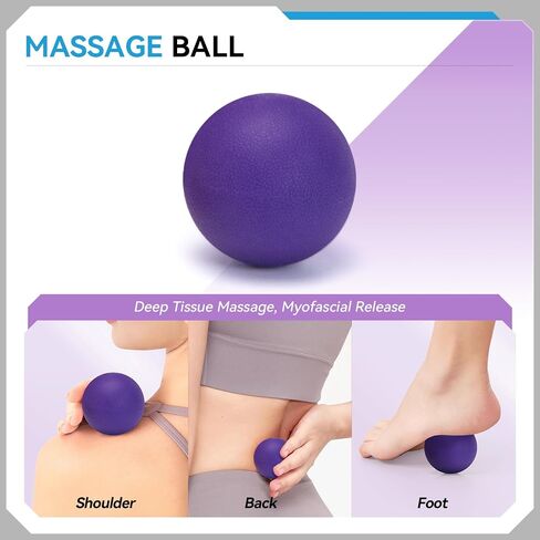 5 in 1 Foam Roller Set, Trigger Point Back Roller, Muscle Roller Stick, Massage Ball, Massage Roller, Resistance Band for Deep Tissue Massage Fitness Exercise Yoga Pilates(Purple) in Saudi Arabia