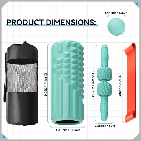 5 in 1 Foam Roller Set, Trigger Point Back Roller, Muscle Roller Stick, Massage Ball, Massage Roller, Resistance Band for Deep Tissue Massage Fitness Exercise Yoga Pilates(Purple) in Saudi Arabia
