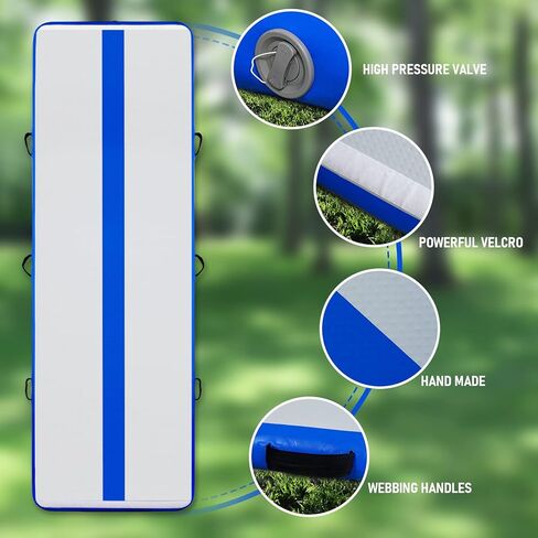 FunWater 13ft Inflatable Gymnastics Air Tumble Track Tumbling Mat 4inch Thick Air Floor Tumble Track with Electric Air Pump for Gymnastics/Training/Gym/Yoga in Kuwait