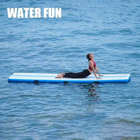 FunWater 13ft Inflatable Gymnastics Air Tumble Track Tumbling Mat 4inch Thick Air Floor Tumble Track with Electric Air Pump for Gymnastics/Training/Gym/Yoga in Kuwait