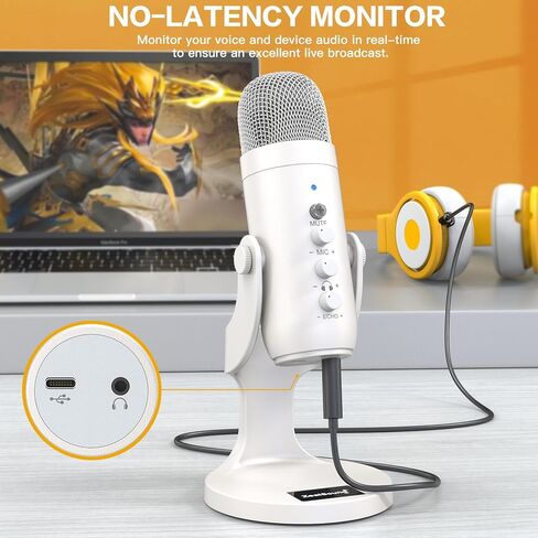 ميكروفون ZealSound USB للكمبيوتر الشخصي، 3 كبسولات، 4 أنماط لاقط، ميكروفونات كمبيوتر الاستوديو مع كتم الصوت/مقبض مستوى الصوت/الشاشة/إلغاء الضوضاء، ميكروفون مكثف K66 Plus للألعاب بودكاستينغ يوتيوب على ماك in Kuwait