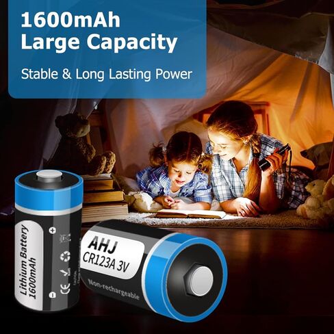 CR123A 3V Lithium Battery, 4 Pack 1600mAh CR123 CR17345 Battery with 10-Year Shelf Life UL Certification for Flashlight Alarm System etc, Non-Rechargeable, NOT for Arlo in Saudi Arabia