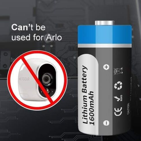 CR123A 3V Lithium Battery, 4 Pack 1600mAh CR123 CR17345 Battery with 10-Year Shelf Life UL Certification for Flashlight Alarm System etc, Non-Rechargeable, NOT for Arlo in Saudi Arabia
