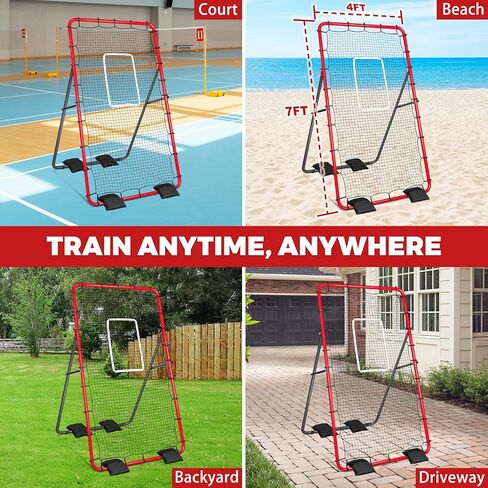 شبكة ارتداد للكرة الطائرة قابلة للتعديل مقاس 7 × 4 أقدام، شبكة خلفية للكرة الطائرة مع 5 زوايا، معدات تدريب الكرة الطائرة مع حزام هدف قابل للإزالة in Kuwait