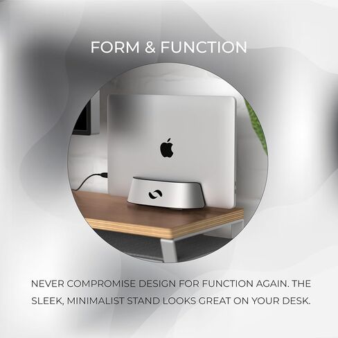 HumanCentric Laptop Holder Vertical Laptop Stand - Adjustable Holder and Dock, Laptop Vertical Stand Fits MacBook Pro and Other Laptops .5" to 1.5", Upright Laptop Holder for Desk, Black Leather in Kuwait