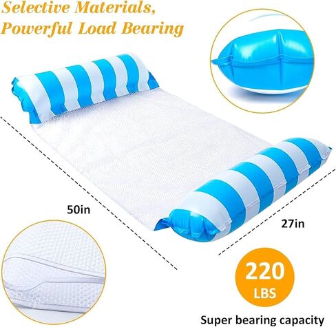 2 Pack Pool Floats Hammock Adult, Pool Float Lounger,Water Swimming Floating Bed Hammock,Comfortable Inflatable Lounger, for Adults Vacation Fun and Rest, Non-Stick PVC Material in Saudi Arabia