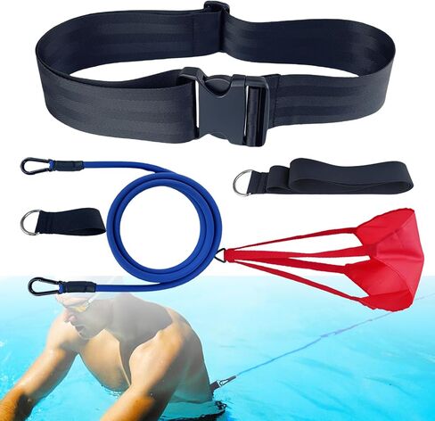 Swimming Resistance Training Set,Swimming Aquatic Resistance Belt,Swim Parachute,Pool Swim Harness Trainer,Stationary Swim Exercise Trainer set, Swim and Pool Accessory in Saudi Arabia