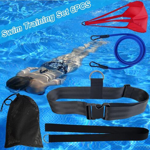 Swimming Resistance Training Set,Swimming Aquatic Resistance Belt,Swim Parachute,Pool Swim Harness Trainer,Stationary Swim Exercise Trainer set, Swim and Pool Accessory in Saudi Arabia