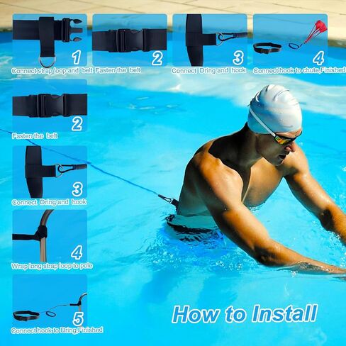 Swimming Resistance Training Set,Swimming Aquatic Resistance Belt,Swim Parachute,Pool Swim Harness Trainer,Stationary Swim Exercise Trainer set, Swim and Pool Accessory in Saudi Arabia