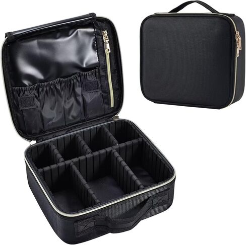 Stagiant Travel Makeup Bag,Make up Bag for Women, Large Cosmetic Bag Travel Makeup Case Toiletry Bag for Girls Make Up Bag Brush Organizer Bags (Nylon, Black) in Kuwait