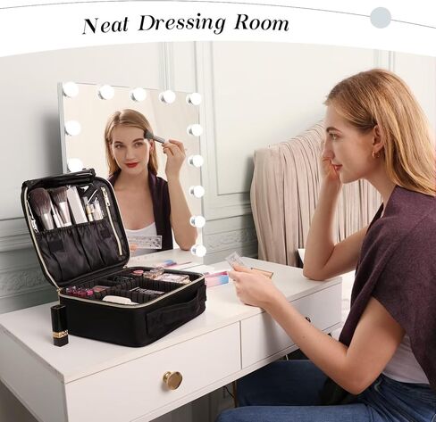 Stagiant Travel Makeup Bag,Make up Bag for Women, Large Cosmetic Bag Travel Makeup Case Toiletry Bag for Girls Make Up Bag Brush Organizer Bags (Nylon, Black) in Kuwait