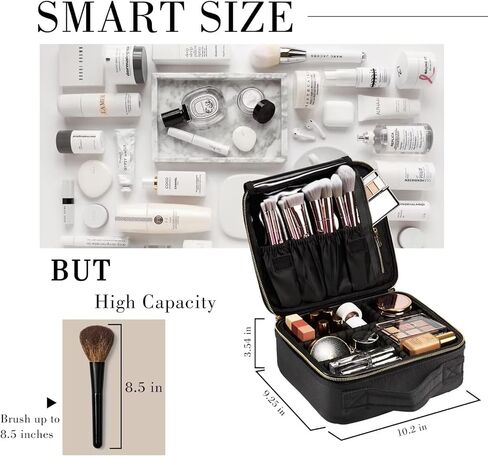 Stagiant Travel Makeup Bag,Make up Bag for Women, Large Cosmetic Bag Travel Makeup Case Toiletry Bag for Girls Make Up Bag Brush Organizer Bags (Nylon, Black) in Kuwait