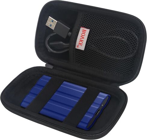 BOVKE Travel Case Compatible with Samsung T9 / T7 Shield/ T7 Touch / T7 Portable SSD USB 3.2 1TB, 2TB, 500GB Solid State Drives Holder with Extra Mesh Pocket for USB Cables, Black in Saudi Arabia