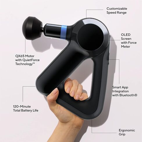 TheraGun Elite Ultra-Quiet Handheld Deep Tissue Massage Gun - Bluetooth Enabled Percussion & Personal Massager for Pain Relief in Neck, Back, Leg and Foot (Black - 5th Gen) (Black - 4th Generation) in Saudi Arabia