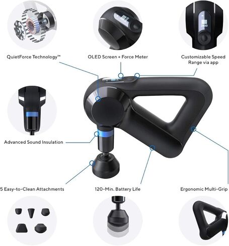 TheraGun Elite Ultra-Quiet Handheld Deep Tissue Massage Gun - Bluetooth Enabled Percussion & Personal Massager for Pain Relief in Neck, Back, Leg and Foot (Black - 5th Gen) (Black - 4th Generation) in Saudi Arabia