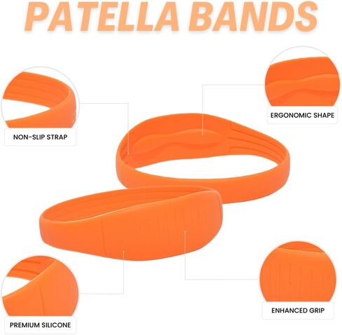 2 Pcs Patella Band Silicone Knee Strap Patellar Knee Brace & Travel Bag Non-Slip Knee Pad for Tendonitis Pain Relief Sports Injury Fitness Recovery Men Women (Orange) in Saudi Arabia