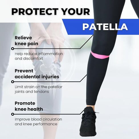 2 Pcs Patella Band Silicone Knee Strap Patellar Knee Brace & Travel Bag Non-Slip Knee Pad for Tendonitis Pain Relief Sports Injury Fitness Recovery Men Women (Orange) in Saudi Arabia