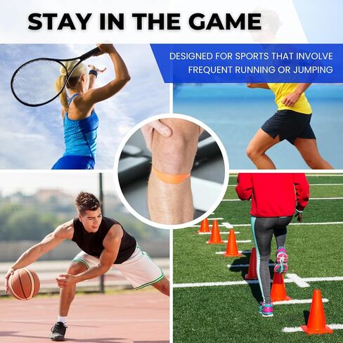 2 Pcs Patella Band Silicone Knee Strap Patellar Knee Brace & Travel Bag Non-Slip Knee Pad for Tendonitis Pain Relief Sports Injury Fitness Recovery Men Women (Orange) in Saudi Arabia