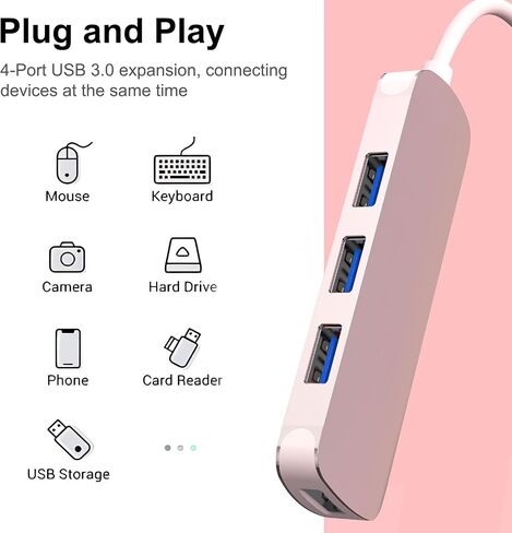 مينهاي موزع USB 3.0 4 منافذ رفيع للغاية مع كابل ممتد بطول 4 اقدام ومحول USB لماك بوك وماك برو وماك ميني واي ماك وسيرفس برو واكس بي اس والكمبيوتر وفلاش درايف وهارد ديسك المحمول in Kuwait
