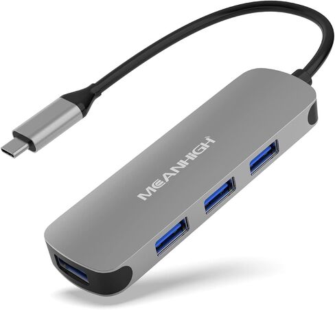 مينهاي موزع USB 3.0 4 منافذ رفيع للغاية مع كابل ممتد بطول 4 اقدام ومحول USB لماك بوك وماك برو وماك ميني واي ماك وسيرفس برو واكس بي اس والكمبيوتر وفلاش درايف وهارد ديسك المحمول in Kuwait