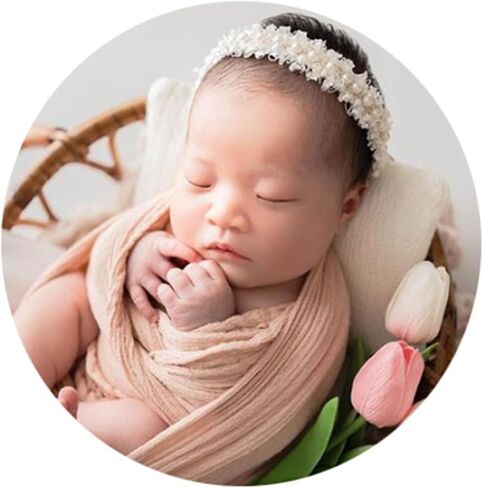 Newborn Photography Props Baby Photo Posing Pearl Headbands Girls Photoshoot Tieback (C Ivory) in Kuwait