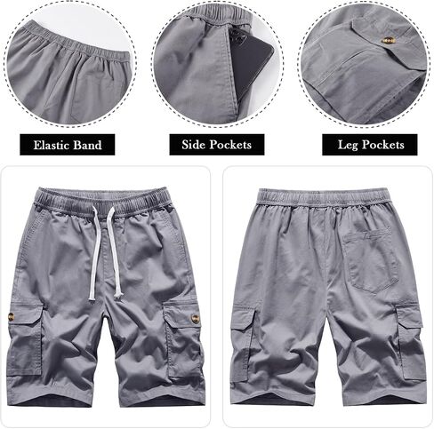Msmsse Womens Hiking Shorts Cargo Knee Length Drawstring 5 Pockets Elastic Waisted Shorts for Summer Casual in Kuwait