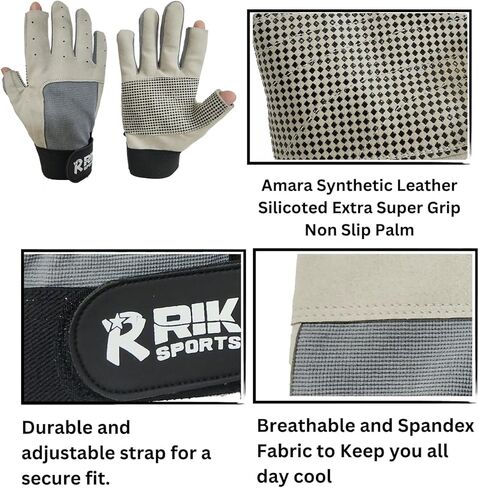 شورت للإبحار بإصبعين و3 قفازات مبطنة بقبضة سيليكون كاملة الأصابع لليخوت والرياضات المائية والتجديف بالكاياك والتجديف للرجال والنساء والشباب. in Kuwait