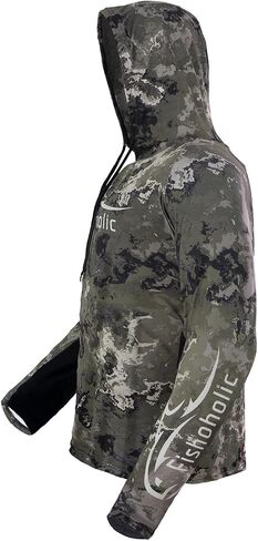 Fishoholic UPF 50 Performance Fishing Shirt - Long Sleeve Hoodie - Loose Keg Fit - Breathable Quick Dry Sun Protection in Saudi Arabia