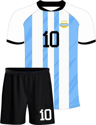 Kids Soccer Jersey #10 Youth Soccer Shirts for Boys and Girls Football Shorts Set Boys Futbol Outfits for 5-14 Years in Saudi Arabia