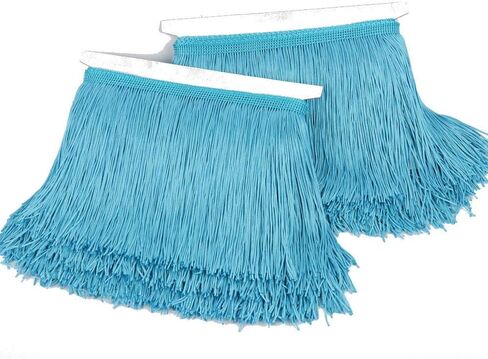 Hertwish268 شرابة من الألياف البوليستر الدانتيل بحافة شرابة 6 بوصة عرض 10 ياردات طول الملابس اكسسوارات الزفاف اللاتينية DIY مصباح تزيين الظل الأسود الأبيض الأحمر (أزرق داكن) in Kuwait