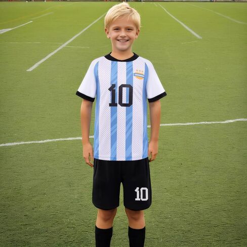 Kids Soccer Jersey #10 Youth Soccer Shirts for Boys and Girls Football Shorts Set Boys Futbol Outfits for 5-14 Years in Saudi Arabia
