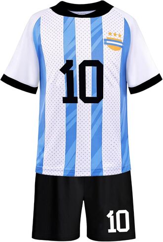 Kids Soccer Jersey #10 Youth Soccer Shirts for Boys and Girls Football Shorts Set Boys Futbol Outfits for 5-14 Years in Saudi Arabia