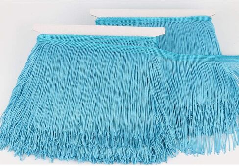 Hertwish268 شرابة من الألياف البوليستر الدانتيل بحافة شرابة 6 بوصة عرض 10 ياردات طول الملابس اكسسوارات الزفاف اللاتينية DIY مصباح تزيين الظل الأسود الأبيض الأحمر (أزرق داكن) in Kuwait