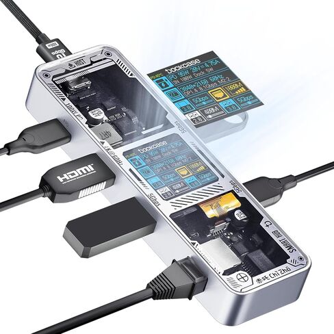 دوك كيس موزع USB C ذكي (6 في 1) مع منفذ HDMI 4K@60Hz وجيجابت ايثرنت وUSB-C ومنفذي بيانات USB-A 5Gbps وتوصيل طاقة 100 واط لجهاز ماك بوك اير وماك بوك برو واكس بي اس وغيرها in Kuwait