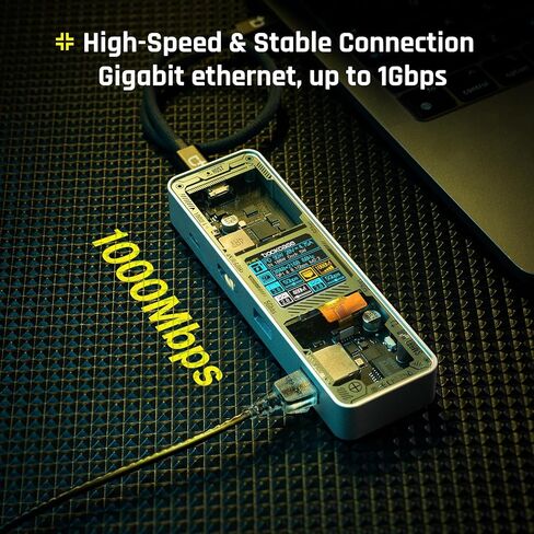 دوك كيس موزع USB C ذكي (6 في 1) مع منفذ HDMI 4K@60Hz وجيجابت ايثرنت وUSB-C ومنفذي بيانات USB-A 5Gbps وتوصيل طاقة 100 واط لجهاز ماك بوك اير وماك بوك برو واكس بي اس وغيرها in Kuwait