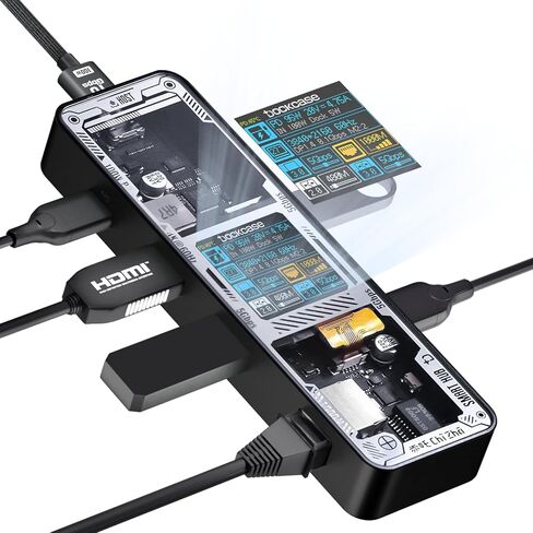 دوك كيس موزع USB C ذكي (6 في 1) مع منفذ HDMI 4K@60Hz وجيجابت ايثرنت وUSB-C ومنفذي بيانات USB-A 5Gbps وتوصيل طاقة 100 واط لجهاز ماك بوك اير وماك بوك برو واكس بي اس وغيرها in Kuwait
