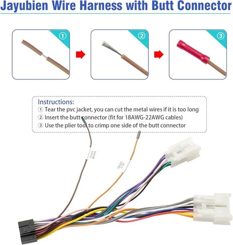 Jayubien Android Radio Wiring Harness Kit Replacement for 2012-UP Toyota Camry Corolla RAV4 ISO Car Stereo Adapter with Butt Connectors Factory USB Adapter RCA Video Input in Saudi Arabia
