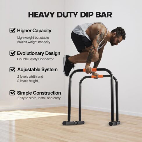 Panana Dip Stand Station Dip Bar Adjustable Height Dip Bar, 127Kg/500lb Weight Capacity Parallel Bar for Home Gym in Kuwait