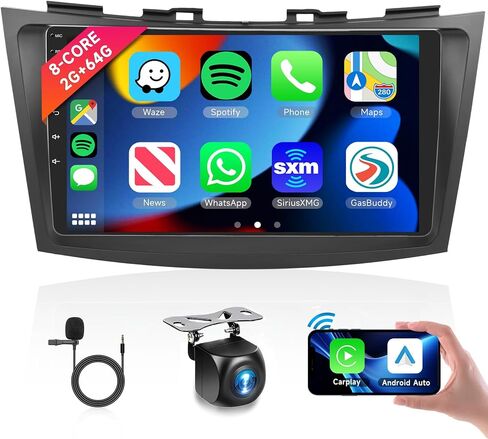 for Suzuki Swift 2011-2015 Android Stereo Support Wireless Carplay Android Auto with 9" Touchscreen 2+32G with Phonelink WiFi GPS Navigation Bluetooth FM Radio Receiver Backup Camera External Mic in Saudi Arabia