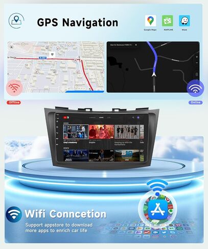 for Suzuki Swift 2011-2015 Android Stereo Support Wireless Carplay Android Auto with 9" Touchscreen 2+32G with Phonelink WiFi GPS Navigation Bluetooth FM Radio Receiver Backup Camera External Mic in Saudi Arabia