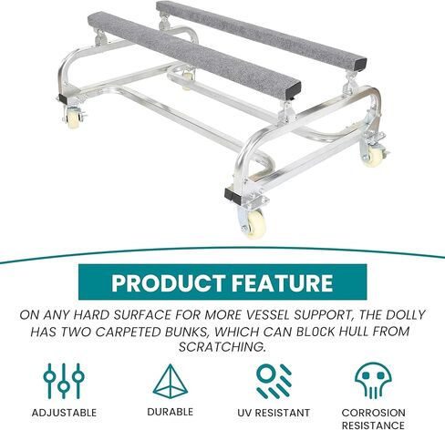 ECOTRIC سعة 1000 رطل من Watercraft PWC Dolly Boat Jet Ski Stand تخزين مقطورة عربة مائية Watercraft Dock PWC Dock Slipway Cart قابل للتعديل مع 4 عجلات وفرامل 2 in Saudi Arabia