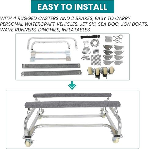 ECOTRIC سعة 1000 رطل من Watercraft PWC Dolly Boat Jet Ski Stand تخزين مقطورة عربة مائية Watercraft Dock PWC Dock Slipway Cart قابل للتعديل مع 4 عجلات وفرامل 2 in Saudi Arabia