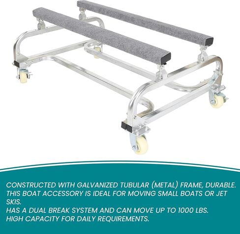 ECOTRIC سعة 1000 رطل من Watercraft PWC Dolly Boat Jet Ski Stand تخزين مقطورة عربة مائية Watercraft Dock PWC Dock Slipway Cart قابل للتعديل مع 4 عجلات وفرامل 2 in Saudi Arabia