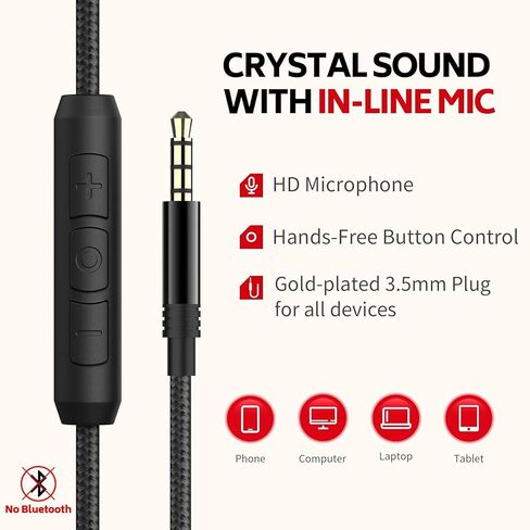 AC01 Over-Ear Headphones Wired with Mic Volume Control, Black Blue in Kuwait