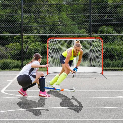 VEVOR Street Hockey Net, Indoor Outdoor Steel Hockey Goal, Official Regulation Pro Hockey Training Goal Set, Portable Hockey Goal with Net, Easy Assemble, 72" x 48", White/Red in Saudi Arabia