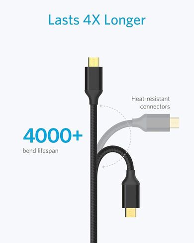[عبوة من قطعتين] كابل Anker USB ميكرو USB مجدول بطول 6 أقدام / 1.8 متر من النايلون مع موصلات مطلية بالذهب لأجهزة Android وSamsung وHTC وNokia وSony والمزيد (أحمر) in Kuwait
