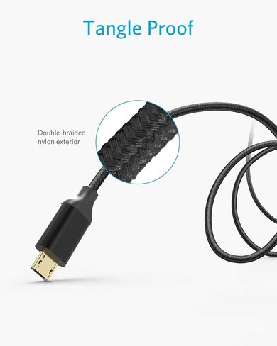 [عبوة من قطعتين] كابل Anker USB ميكرو USB مجدول بطول 6 أقدام / 1.8 متر من النايلون مع موصلات مطلية بالذهب لأجهزة Android وSamsung وHTC وNokia وSony والمزيد (أحمر) in Kuwait