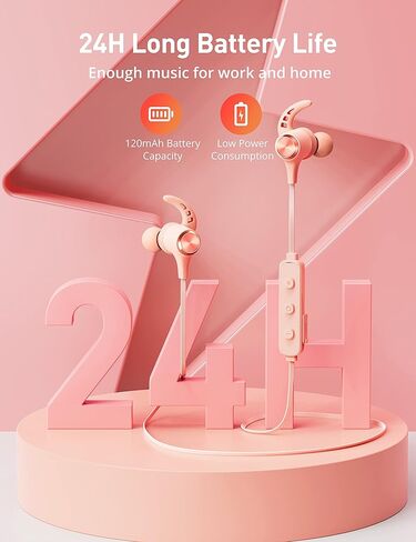 Gsoemon Wireless Earbuds, Upgraded Bluetooth IPX8 40Hours Play Time Long Life Battery V5.0 in-Ear Stereo True Wireless Headphones USB-C Quick Charge Wireless Earbuds (4.Pink) in Kuwait