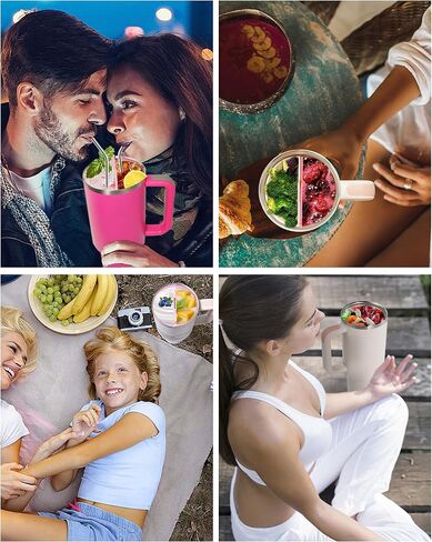 Inner Cup Section Tray for Stanley Tumbler 40 oz, Silicone Cup Divider for Dual-sided Drink, DIY Cup Inner Tray Enjoy Two Drinks in One Cup (Peony) in Saudi Arabia