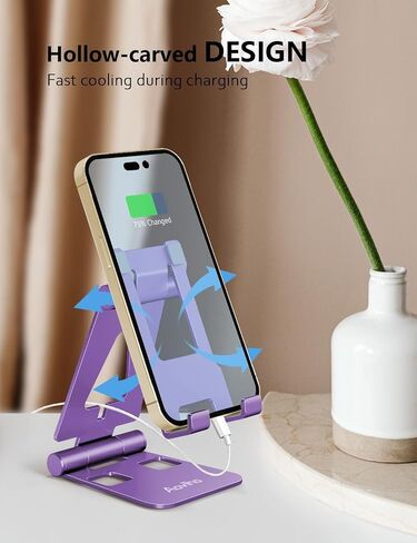 Aoviho Foldable Cell Phone Stand for Desk, Holder for iPhone,Black in Saudi Arabia